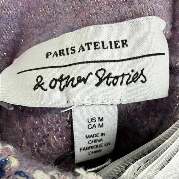 & Other Stories Lavender Tweed Cropped Button Cardigan - Picture 12 of 12